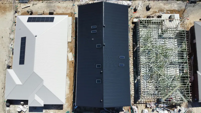 Top-down view of the dark roof on the Cooranbong job