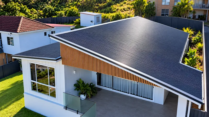 Monument roof by Auzsheet Roofing on a home in Eleebana